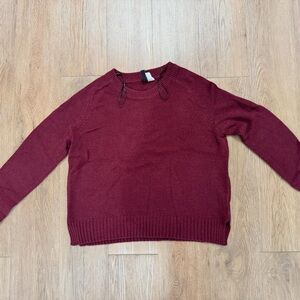 H&M Red Crew Neck Sweater Classic Knit